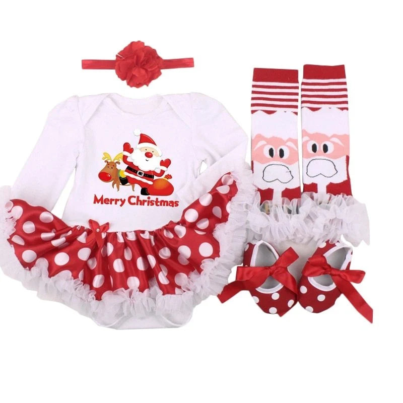 Four-piece Christmas Gift Newborn Clothing Set Baby in natural cotton