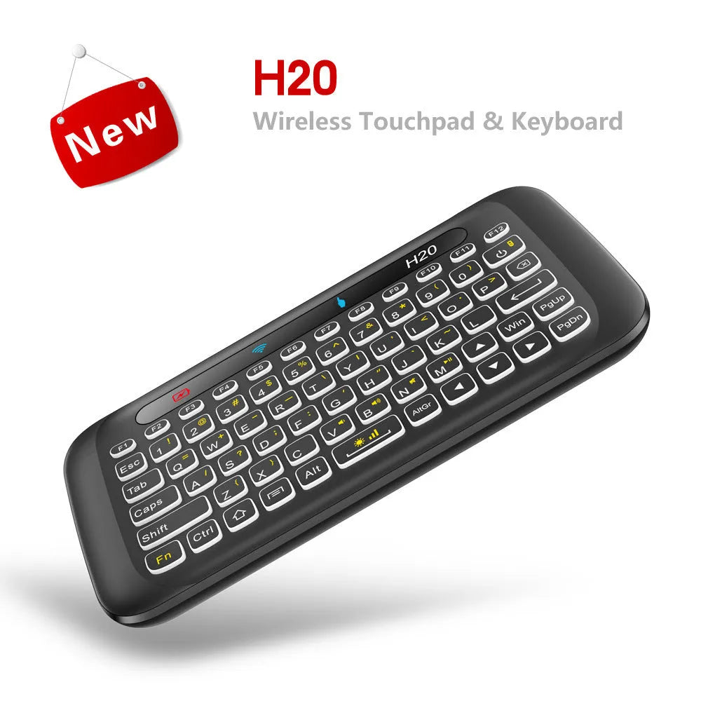 H20 Touch mini wireless keyboard with backlit silicone keys and touchpad in black