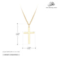 Simple glossy cross pendant on an O-shaped sterling silver chain necklace.