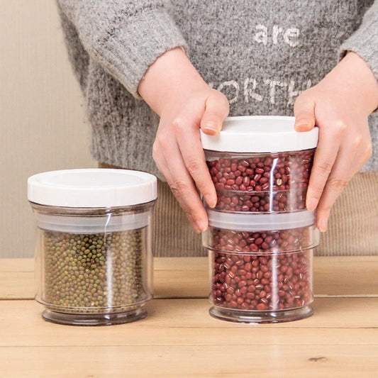 Vacuum food storage compression container with airtight lid for kitchen use