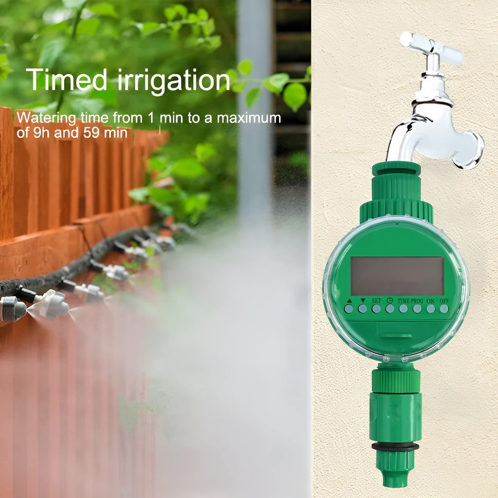 Green automatic watering timer for drip irrigation systems with programmable controls
