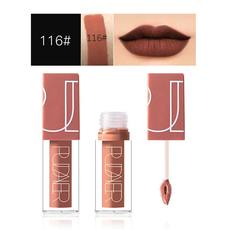 Velvet liquid lipstick with matte finish, 2.1cm diameter, 8.3cm length, five nude shade options