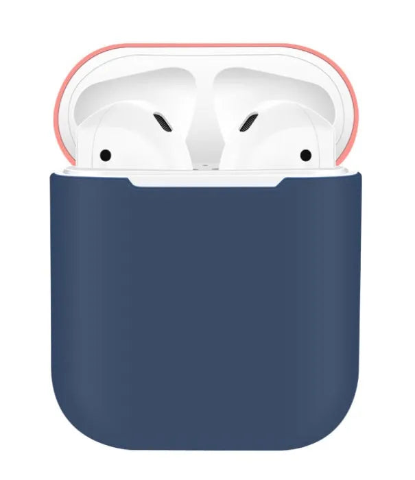 Silicone protective case cover for Apple AirPods charging box in multiple colour options.