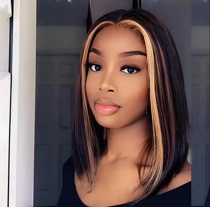 Short straight real human hair lace wig with 13x4 headgear, 100% human hair in 8-12in lengths on mannequin head