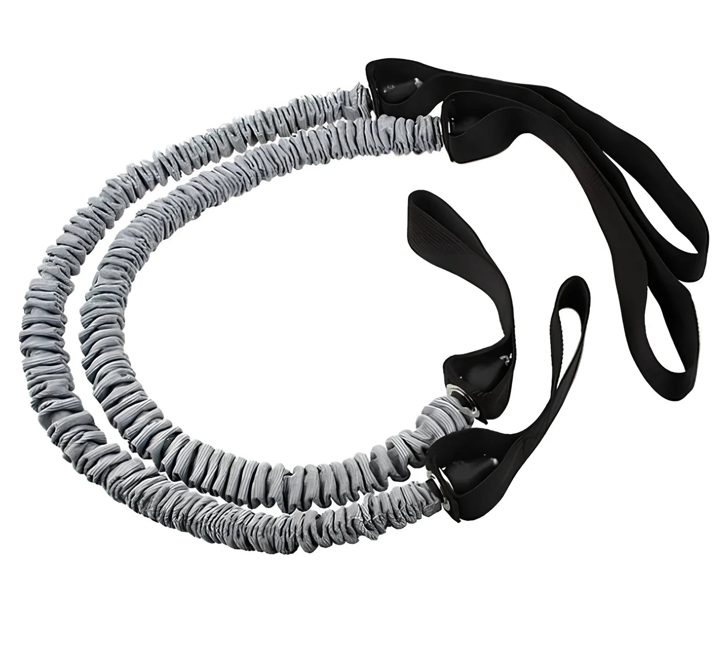 Blue latex abdominal wheel auxiliary pull rope extended to 100cm with rings for handle and foot attachment