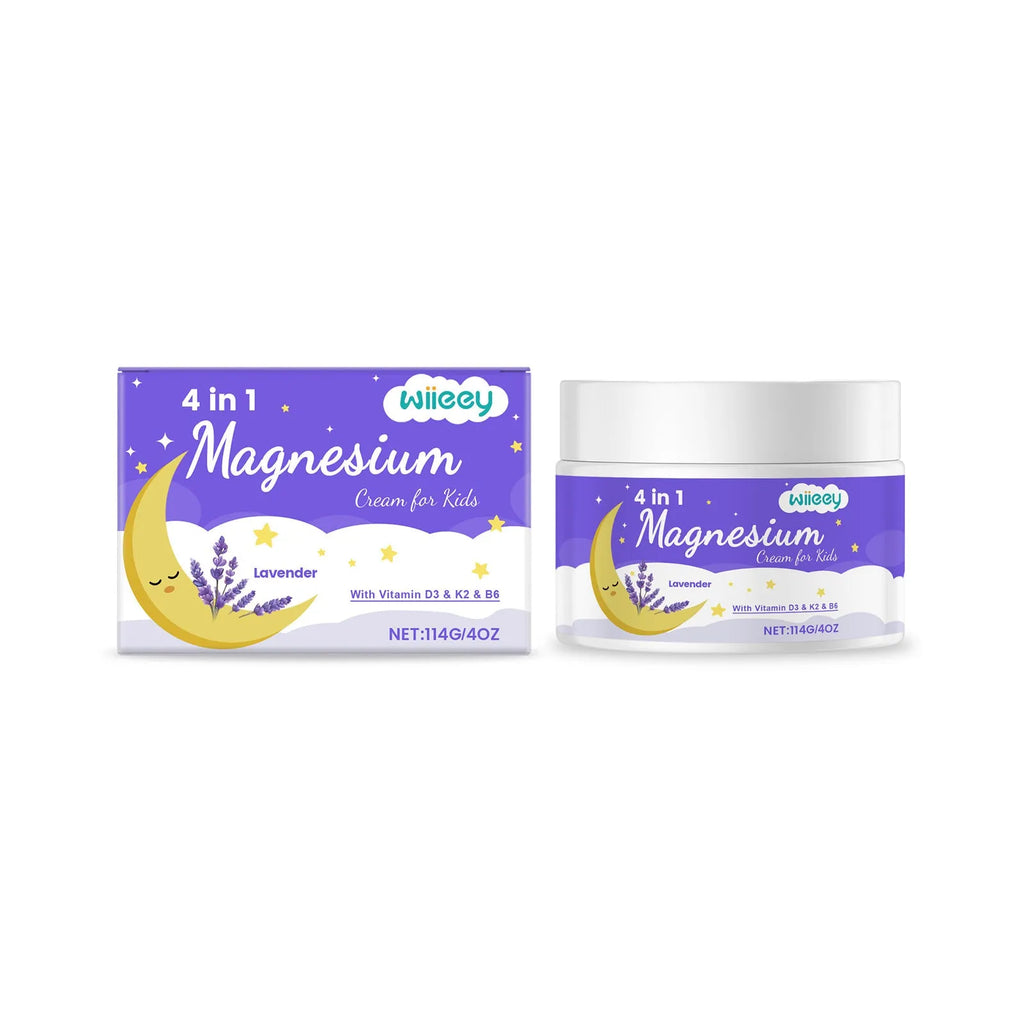 4 in 1 magnesium cream for kids in 114g jar with vitamin D3 K2 B6 and lavender oil