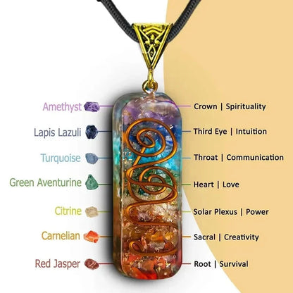Retro Reiki Healing Energy Crystal Pendant for yoga and meditation, natural stone, 7 chakra alignment