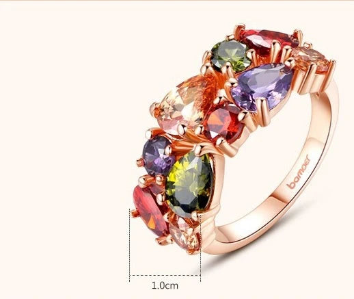 Coloured zircon ring with 18k gold electroplating and AAA zircon stones