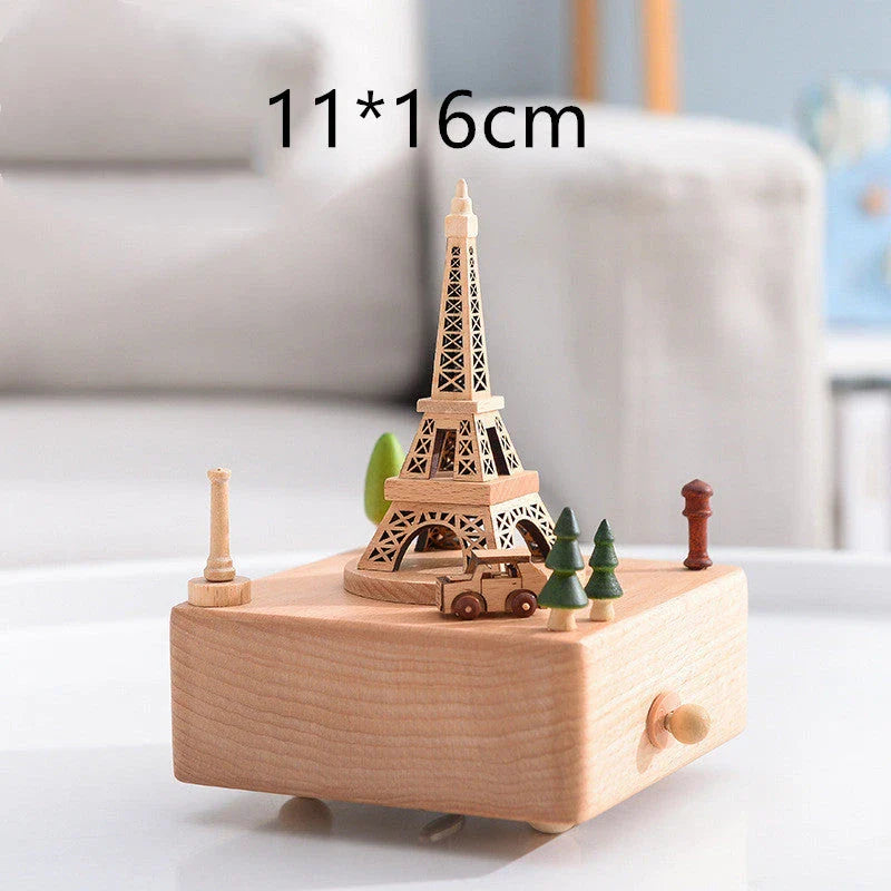 Innovative rotating wooden music box with Yunsheng movement, European-style design