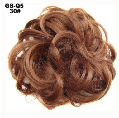 Synthetic wavy curly messy hair bun for women, 12cm diameter, high-temperature wire