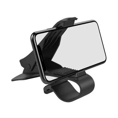Black magnetic car phone holder with 360-degree rotation mounted on car vent