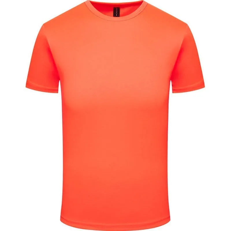 Quick-drying summer t-shirt for outdoor work in fluorescent green colour, short sleeve regular fit