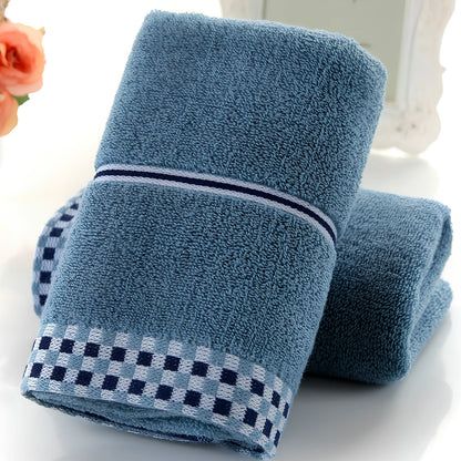 Grey houndstooth 90% cotton facial towel, 35x75cm, quick-absorbing for couples' bathroom use