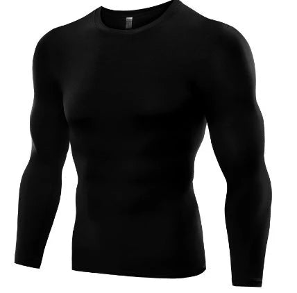 Premium men's compression long sleeve workout top in various colors and sizes