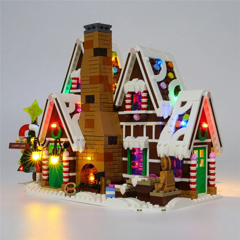 LED string light kit for building block gingerbread houses, compatible with set 10267
