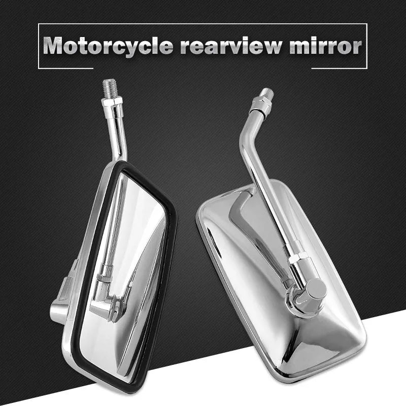 Silver all-metal motorcycle convex rearview mirror with electroplated finish