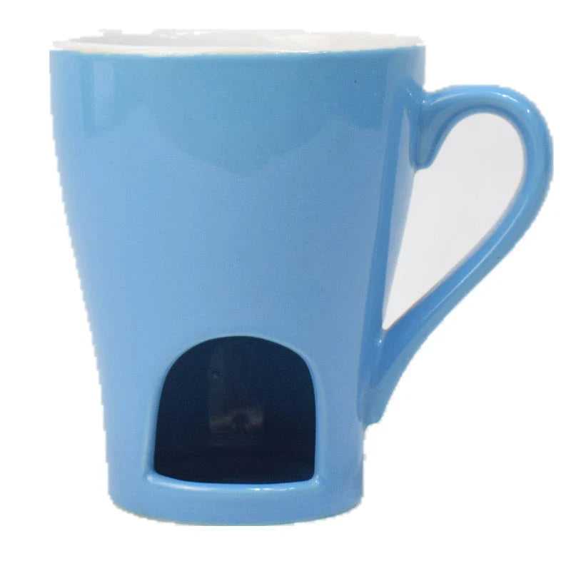 Versatile ceramic mug with dual-purpose design for hot drinks and cooking