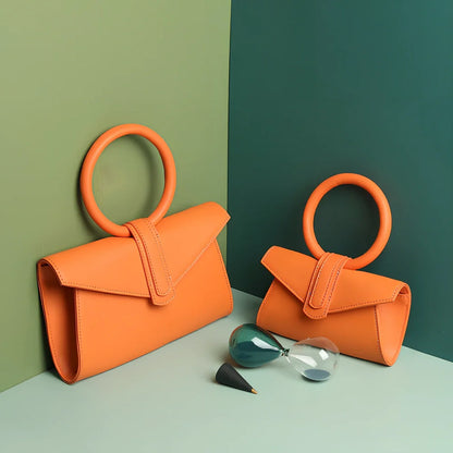 Women's one shoulder diagonal bag in rose red with small pocket, two-layer cowhide, 22x18 cm size