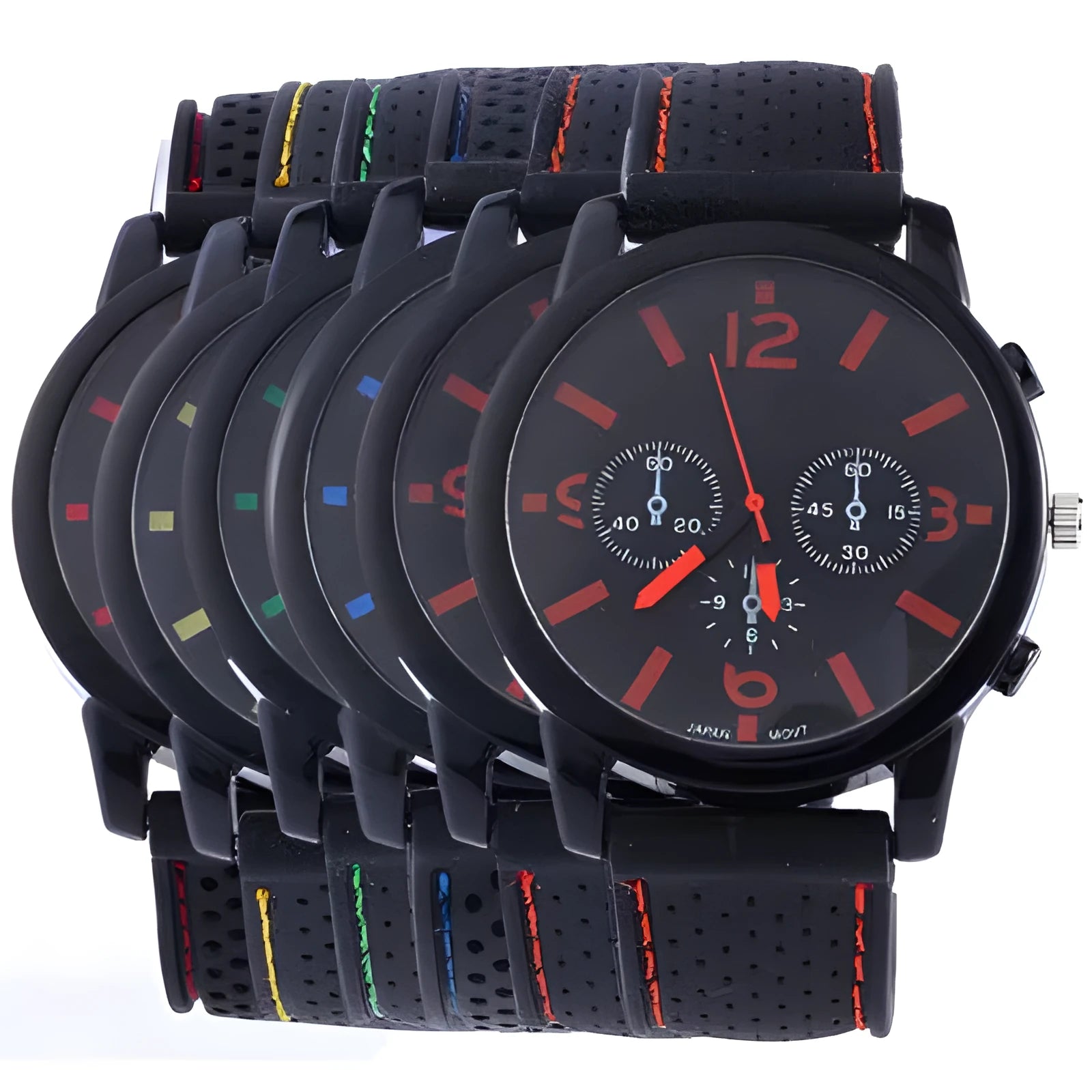 Men's three eye sports car concept fashion watch on wrist, available in multiple colours