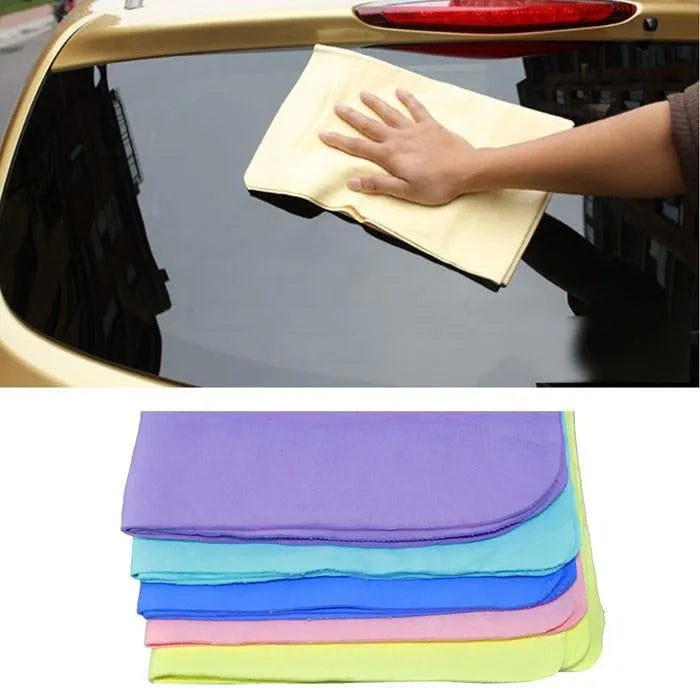 PVA buckskin towel 44x32cm barrelled reusable cleaning cloth in yellow