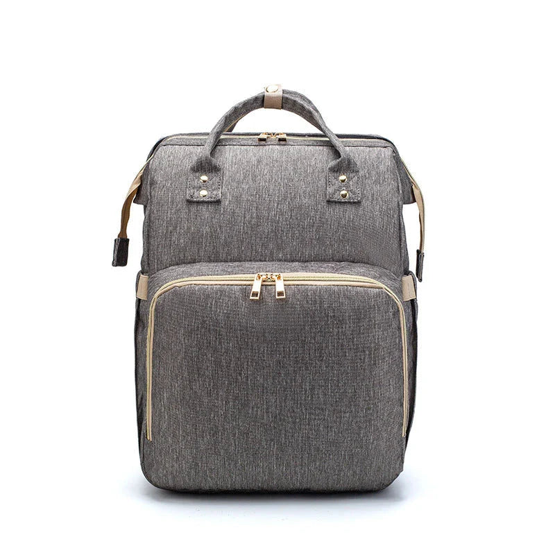 USB charging mommy bed backpack with foldable design and large capacity