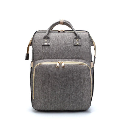 USB charging mommy bed backpack with foldable design and large capacity