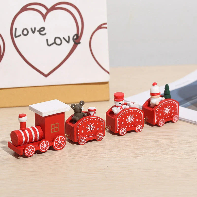 Wooden Christmas train set in various colours for festive decor