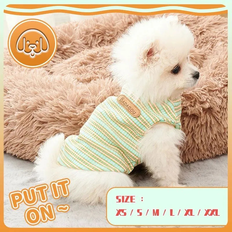 Cotton dog cooling vest for small medium breeds Chihuahua York in T-shirt style