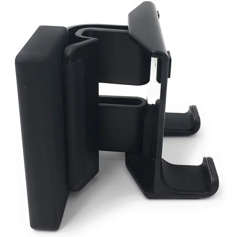 Black ABS computer mobile phone bracket attached to side of monitor with phone inserted