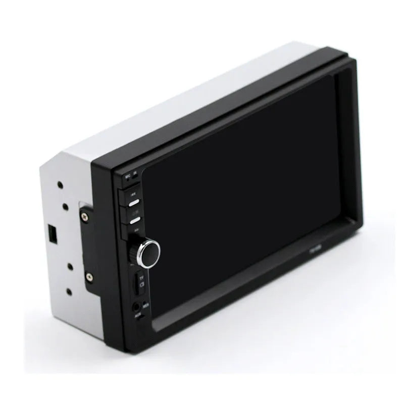 7-inch dual spindle vehicle MP5 player with Bluetooth and reversing function in black front view
