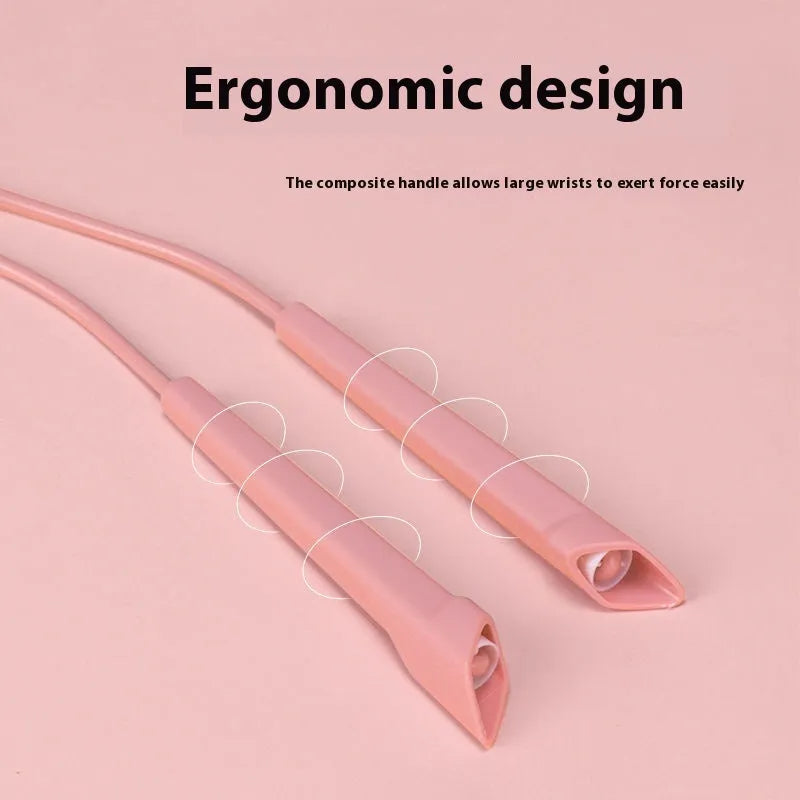 Plastic handle fitness skipping rope with PVC cord in various colours.