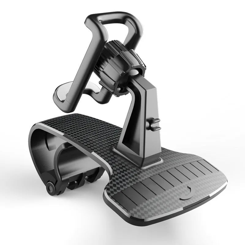 Black car phone holder with 360 degree rotating head and adjustable width mechanism