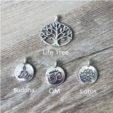 Handmade matte amazonite stone strand bracelet with OM and lotus charms