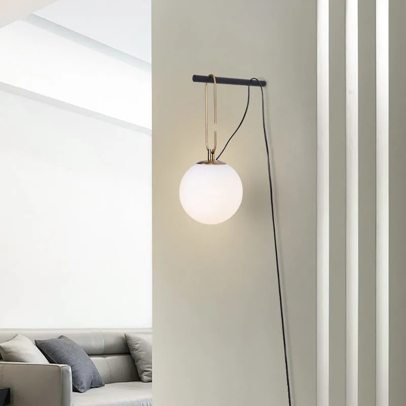 Nordic style glass wall lamp with adjustable white, warm, and neutral light colours