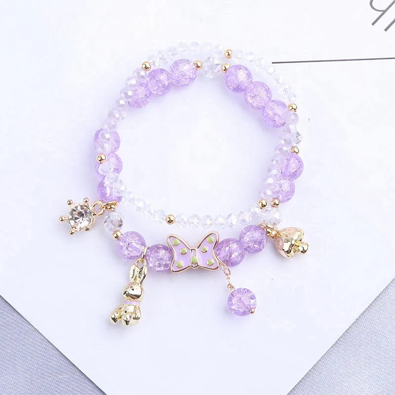 Handmade crystal bracelet for women in versatile colours Peach Blue Purple