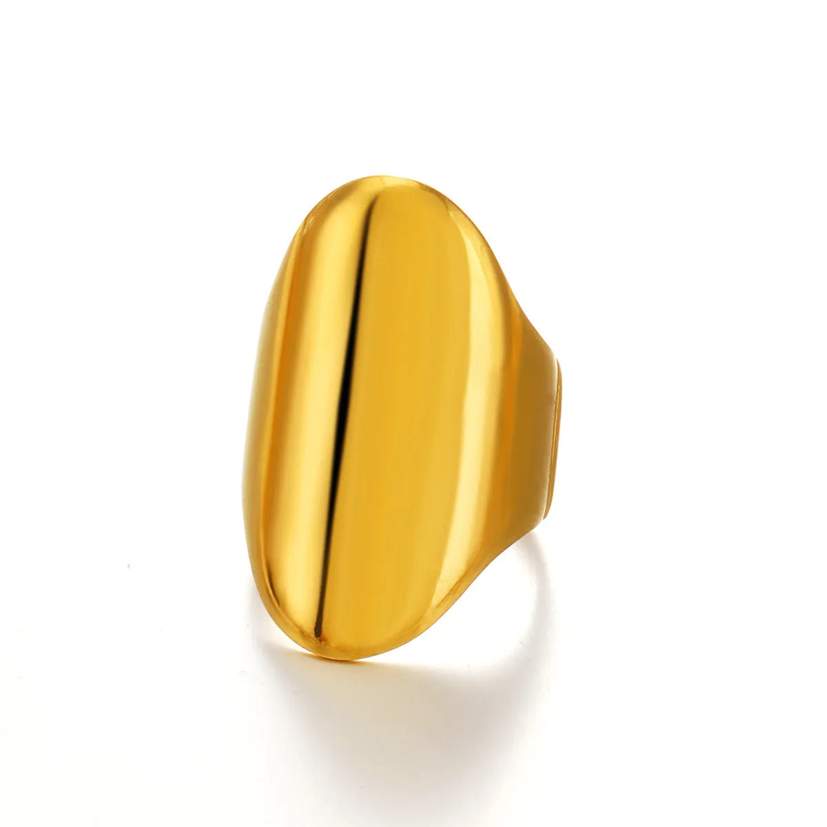 Exaggerated thick geometric stainless steel ring for women, available in gold and steel colour options