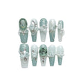 Wear Armor Green full diamond camellia gradient chain nail stickers with bow and butterfly patterns