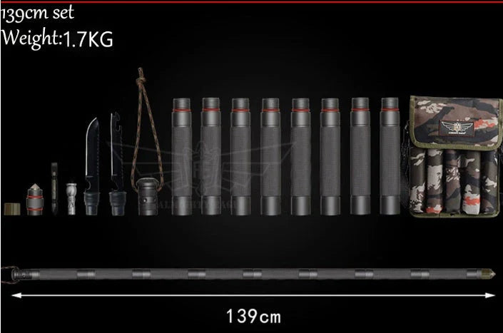 Multifunctional tactical stick for outdoor adventures with tools including bottle opener and compass