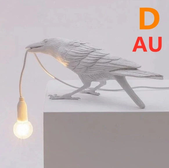 Auspicious Bird Resin Wall Lamp in white or black, featuring a unique bird design and G45 holder