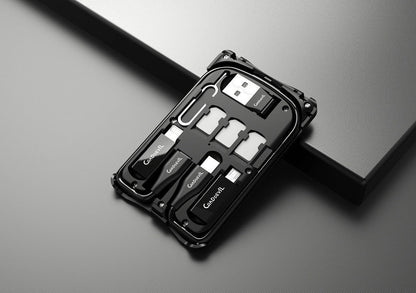 Multifunctional Travel Survival Card All-in-One Data Cable in black