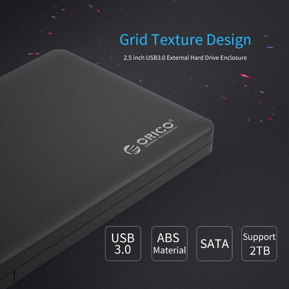 ORICO 2577U3 black ABS mobile hard disk box with tool-free SATA drive slot and USB 3.0 Micro B port