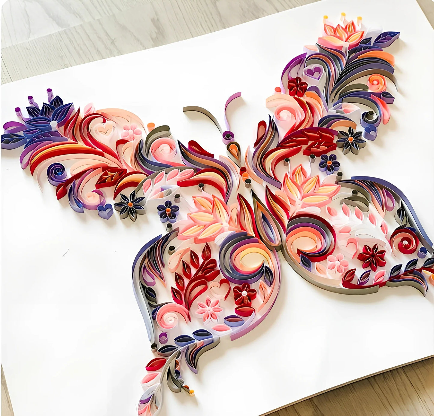 20-inch handmade butterfly quilling paper craft kit with tools including glue, scissors, awl, and tweezers