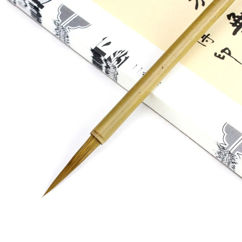 Langhao traditional Chinese calligraphy brush with wolf hair nib and bamboo handle for detailed ink work