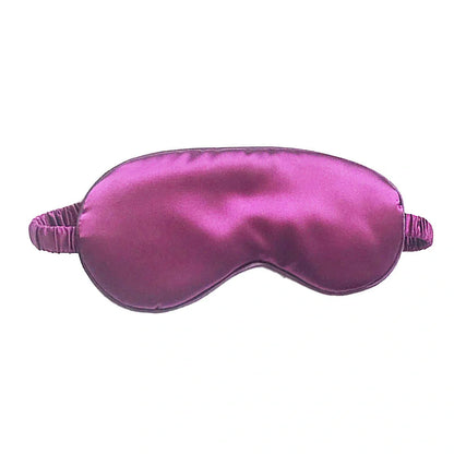 Silk double-sided eye mask in peacock blue and silver with adjustable strap, showing contoured nasal bridge design