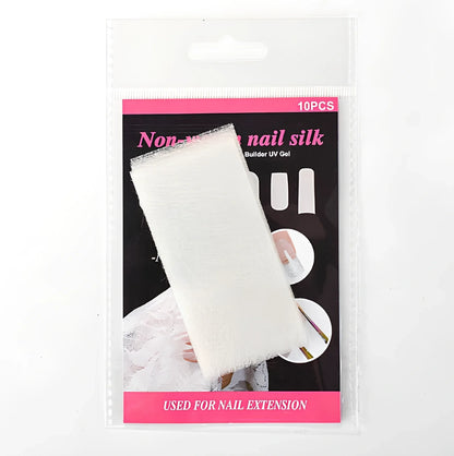 20 units silk fiberglass nail extension pieces 8cm x 4cm with 8ml glue and scrub file for UV DIY manicures