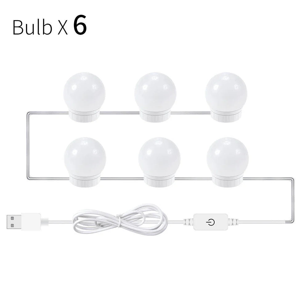 USB Touch Switch LED Mirror Light Bulb with adjustable dimming and natural white light
