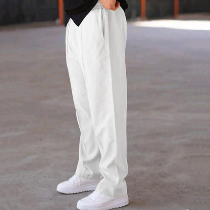 Men's drawstring waist casual pants in a variety of colors featuring a unique bright line design