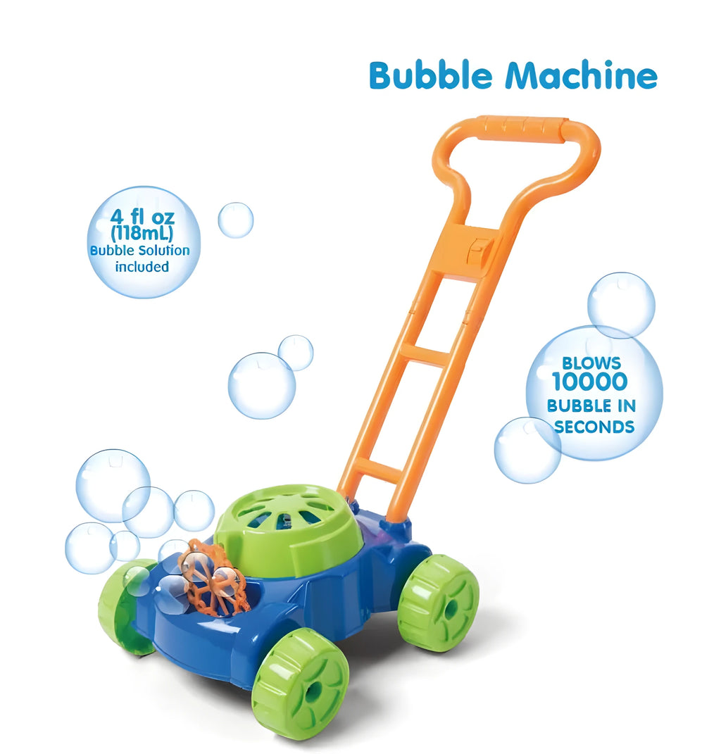 Plastic hand push bubble machine in tank car design with automatic bubble blower for outdoor children's toy