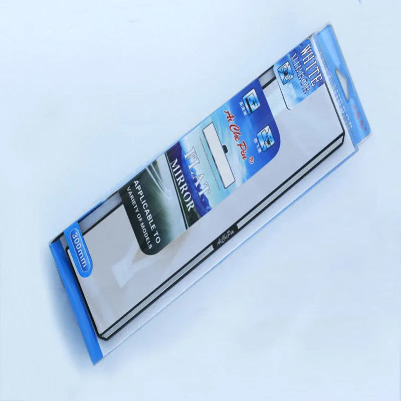 White ABS interior rearview mirror with high definition glass lens, 305x80mm, for cars