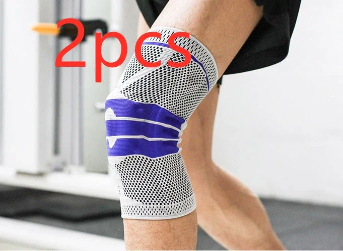 Nylon knee sleeve with anti-slip bands for sports and fitness support